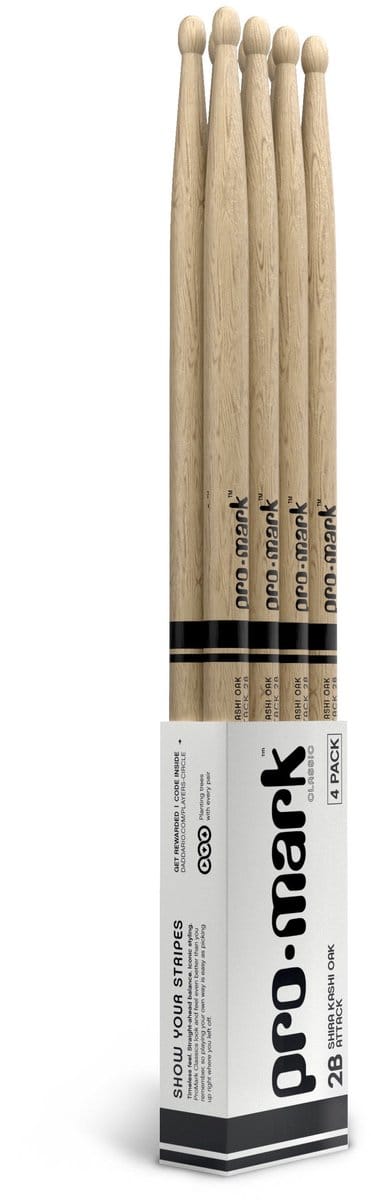 ProMark PW2BW-4P Classic Attack 2B Shira Kashi Oak 4-Pack drumstokken set
