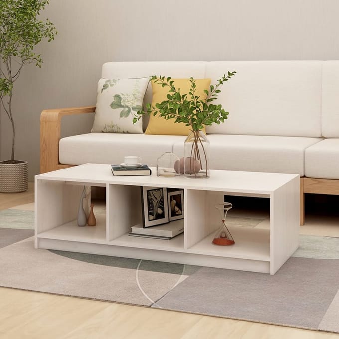 vidaXL - Salontafel - 110x50x34 - cm - massief - grenenhout - wit