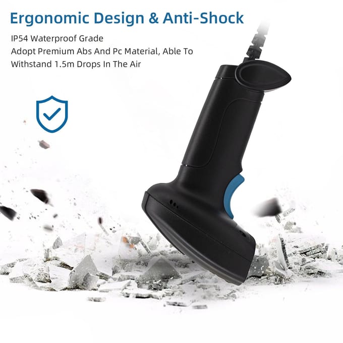 1D Barcode Scanner Handheld USB Bedrade Barcode Reader Handmatige Trigger/Automatisch Continue Scannen U-1 zwart