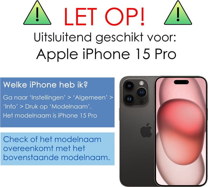 Screenprotector - Geschikt voor Apple iPhone 15 Pro - Extra Sterk - Beschermglas - Gehard Glas - Tempered Glass - Screen Protector - Bescherm Cover