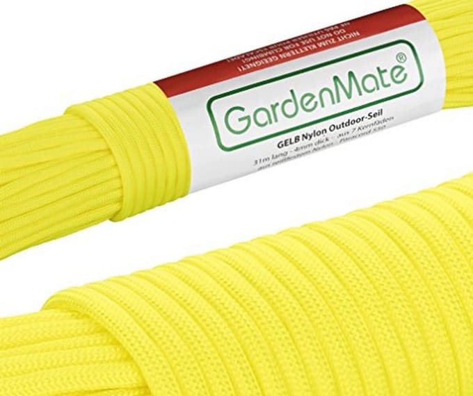 Professioneel nylon outdoortouw 31 m lang, 4 mm dik, scheurvast met 7 kernstrengen