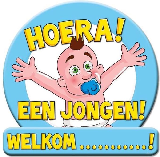 Huldeschild HOERA 'N JONGEN 50x50 cm