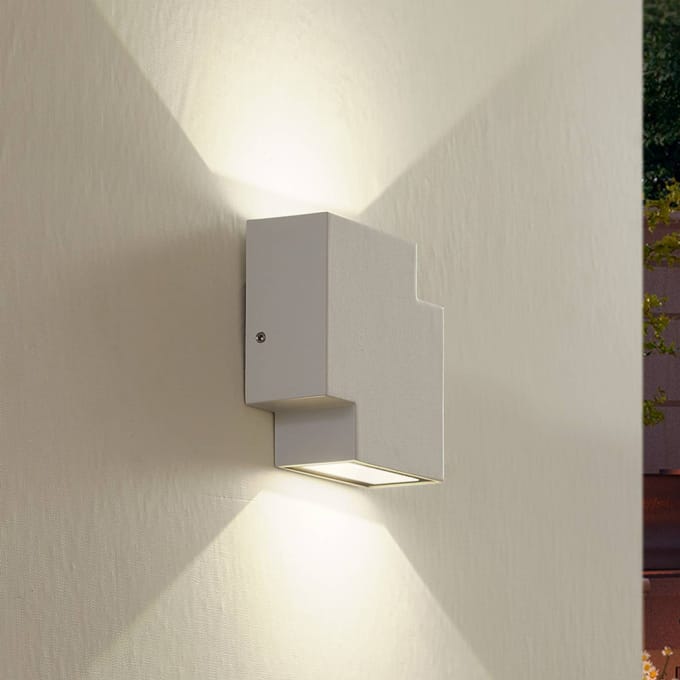 Lindby LED buiten wandlamp Fendir, wit, aluminium, 10,5 cm