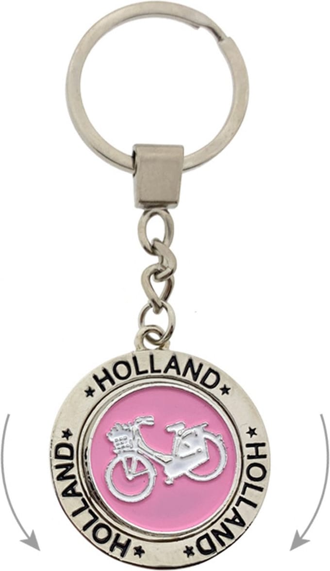 Sleutelhanger mono spinning fiets roze