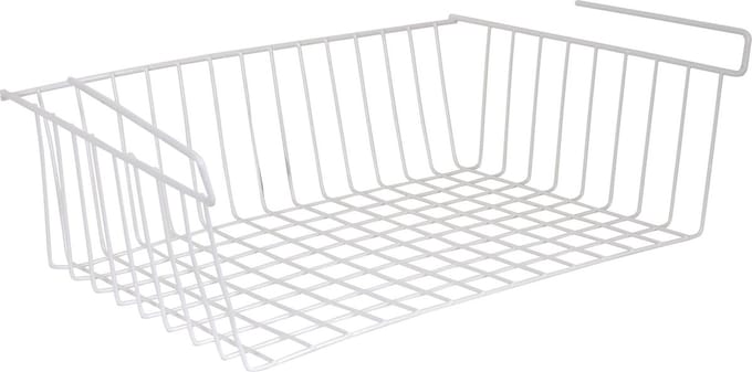 MSV Kastmandje - opberg/hang mandjes - rvs - wit - 38 x 26 x 14 cm - draadmand