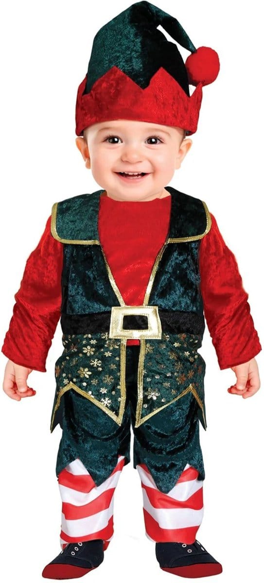 Kerst Elfje Baby Jongen Fluweel - 12-18 Maanden