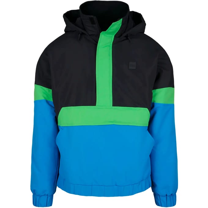 Urban Classics - 3-Tone Neon Mix Pullover Jas - S - Zwart/Blauw