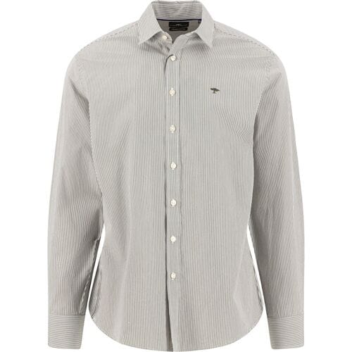 Fynch-Hatton Overhemd Striped Essential Poplin Donker Khaki / male