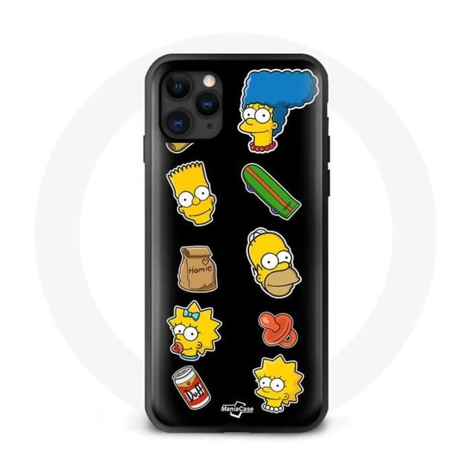 Coque - Maniacase - Iphone 12 Pro Max - Noir - Souple - The Simpsons noir