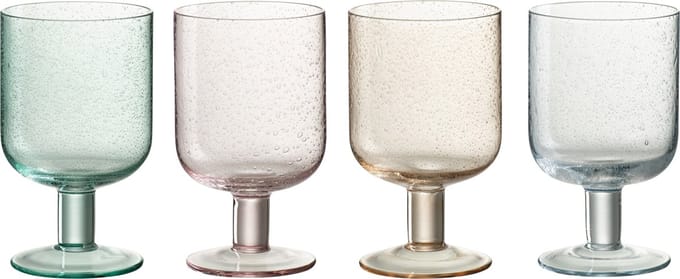 J-Line wijnglas Tommy - glas - mix - 4 stuks