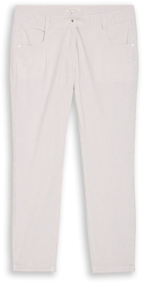 Tom Tailor - Tapered relaxed broek met streepmotief - Maat 40/28 - white taupe irregular stripe