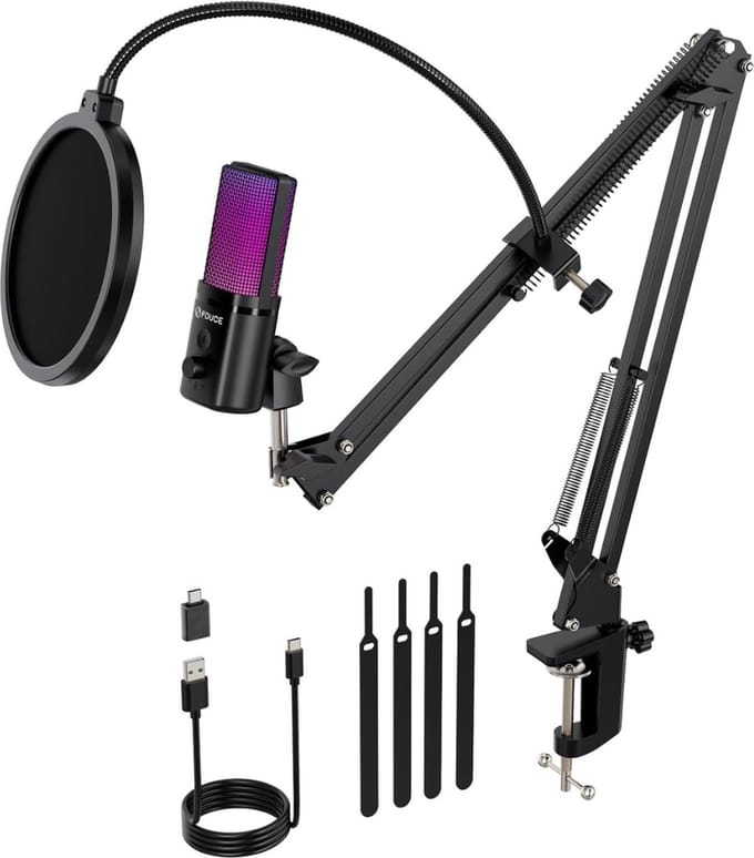 DD Podcast Starterset - Podcast Set -Podcast Studio - 16x8x42cm - Zwart