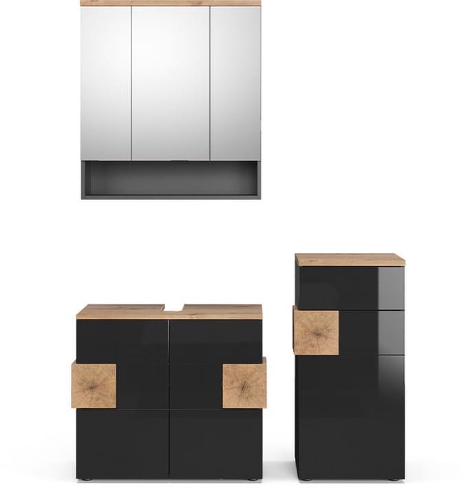 Vicco Badkamermeubel set Eden, Antraciet, 3-delig