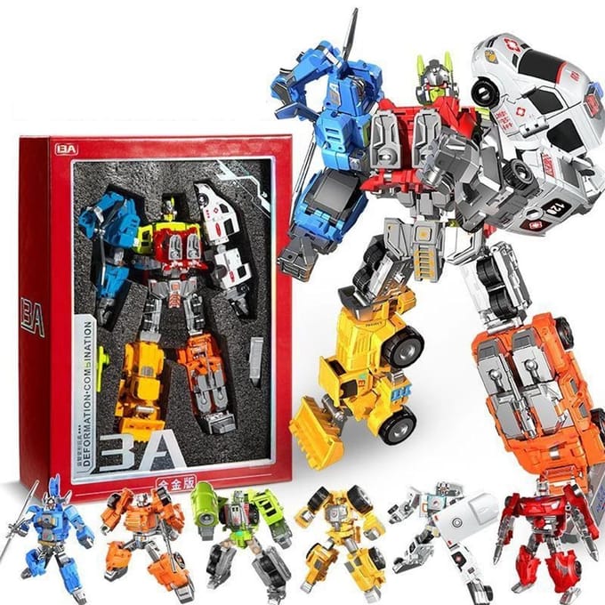 6 in 1 Transformeerbare Defender Defensor Bruticus Devastator Superion Figuur Speelgoed Model Kleurdoos Actiefiguren white