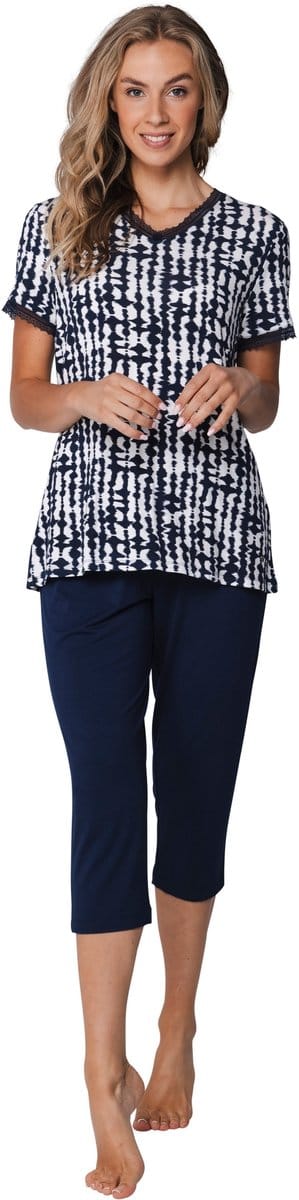 Pastunette Premium - Pyjama - Indigo Flow - Viscose - Blauw/Wit - Maat 42