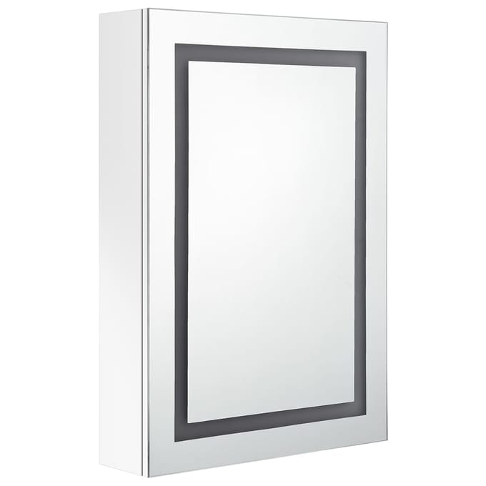 vidaXL - Badkamerkast - met - spiegel - en - LED - 50x13x70 - cm - glanzend - wit