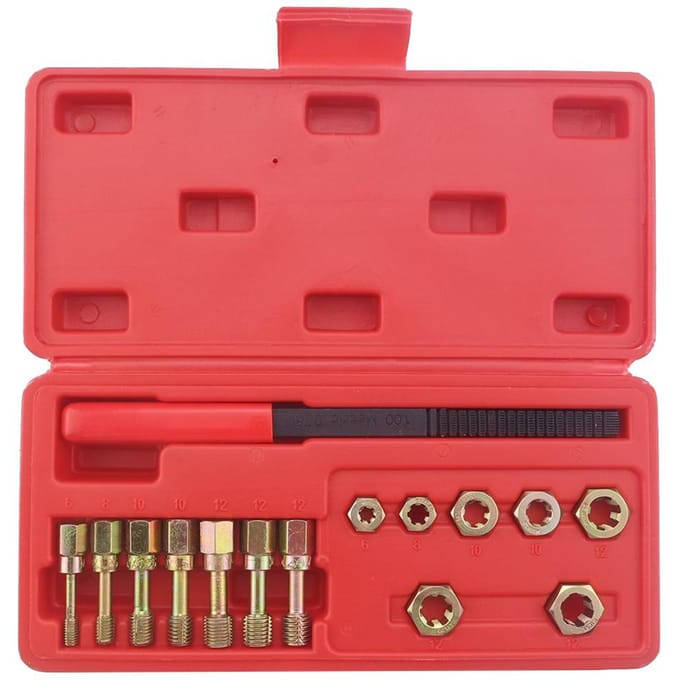 15 stuks Reapir Reapir-gereedschapsset met metrische draadvijl, metrische reapir-tappen en -matrijzen 1 kit red