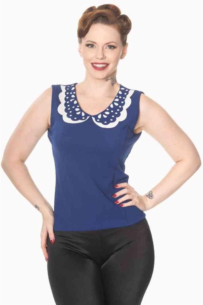 Dancing Days - NAOMIE Mouwloze top - S - Blauw