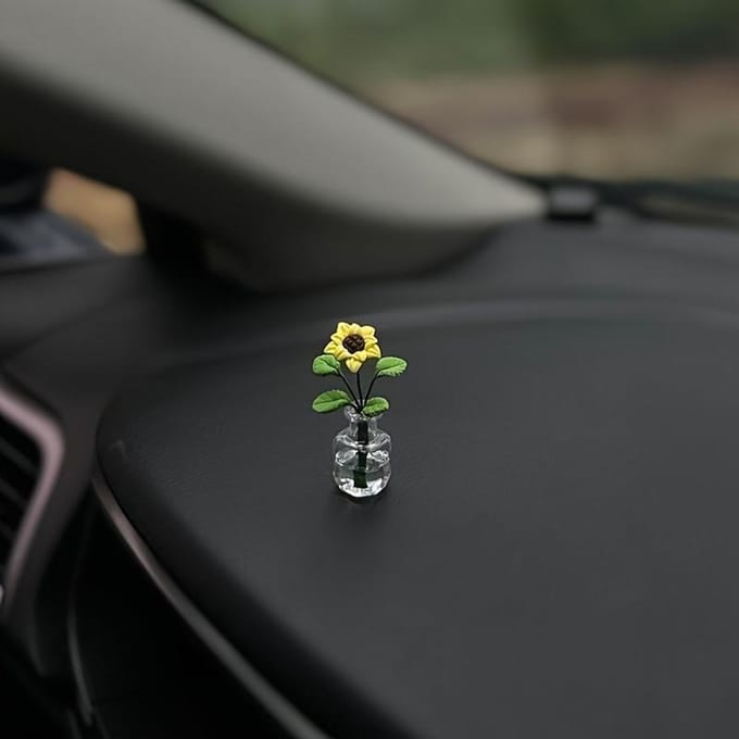 Zonnebloem Auto Dashboard & Raam Trim Schattige creatieve auto interieur accessoires, dashboard decor black