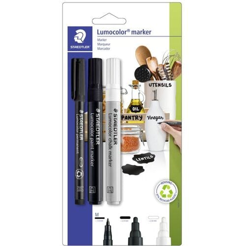 Staedtler Permanent marker Lumocolor Zwart, Wit 3 stuk(s)