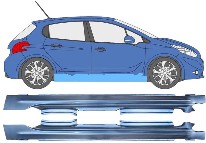 Volledige dorpel voor Peugeot 208 2012-2019 / Links + Rechts / Set