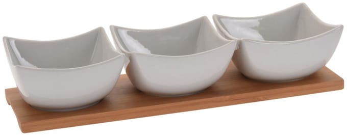 Excellent Houseware 3 Serveerschaaltjes op plankje - OP = OP
