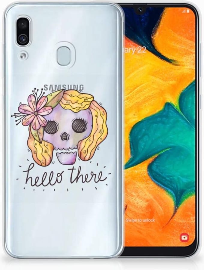 Silicone Back Case Samsung Galaxy A30 Boho Skull