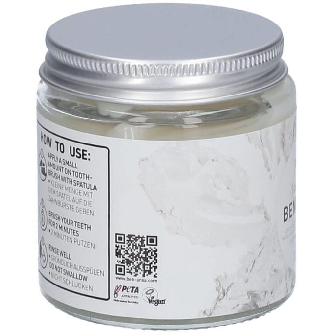Ben & Anna Natural Toothpaste Glass Jar White 100 Tandpasta