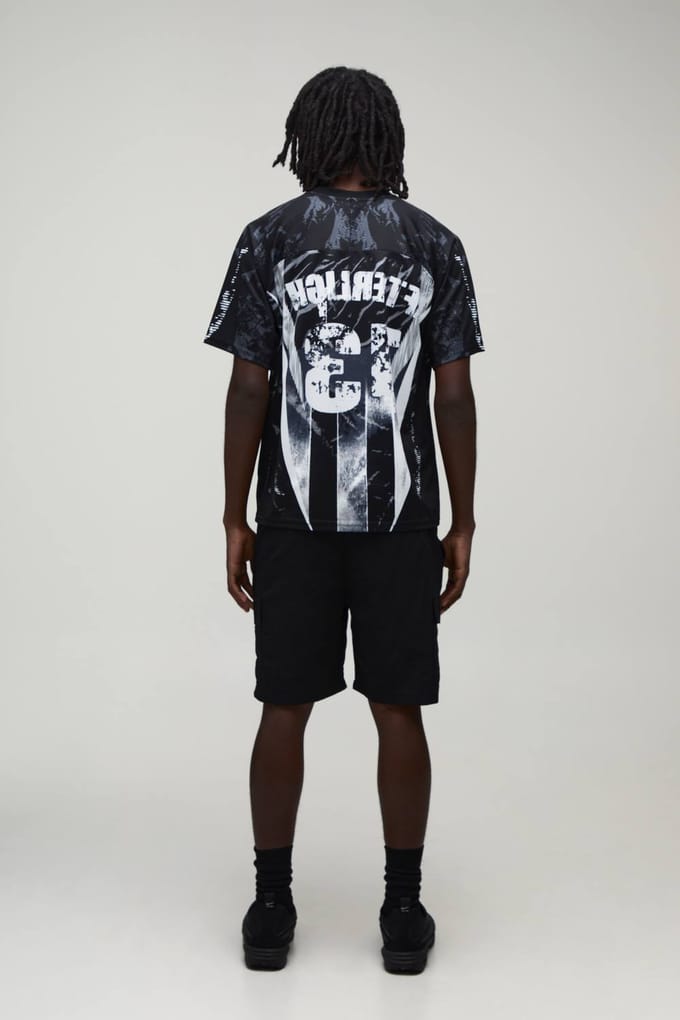 Regular Afterlight Closed Mesh Football Top | Black | Size XS