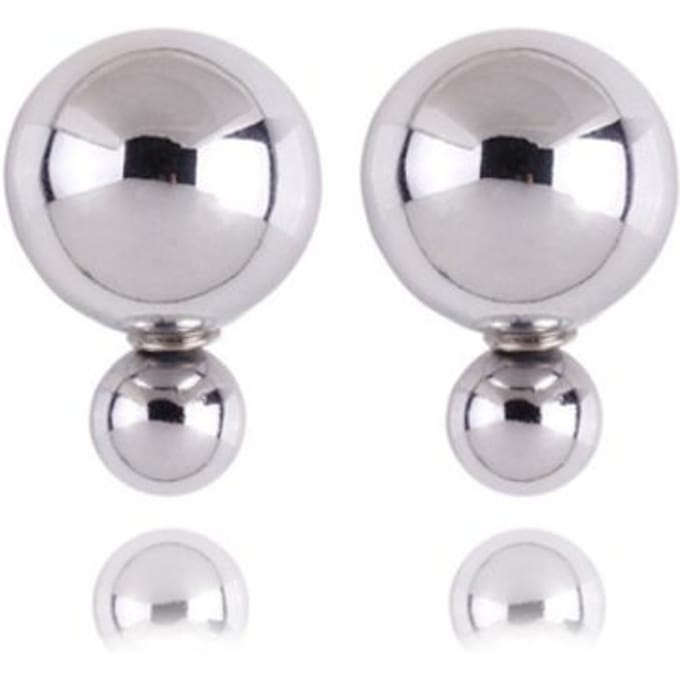 Oorbellen Dubbele Parel Zilver