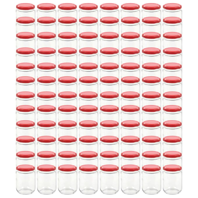vidaXL - Jampotten - met - rode - deksels - 96 - st - 230 - ml - glas
