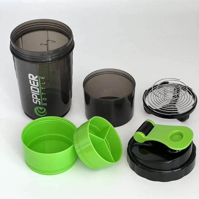 500ml Eiwitpoeder Shaker Fles Sport Waterbeker Draagbare Hoge Capaciteit Drinkcontainer met Poederbakje Plastic Blender