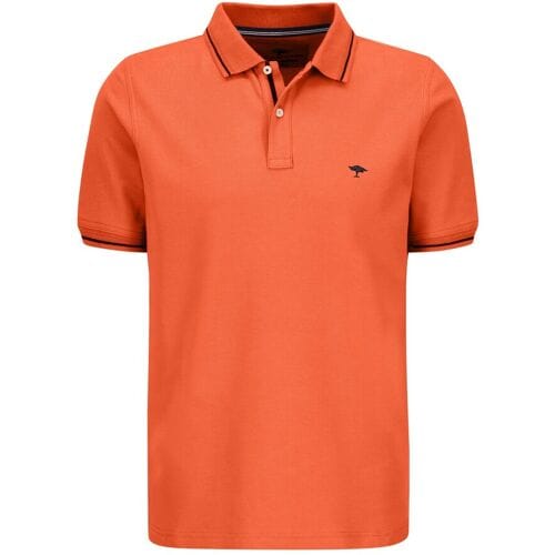 Fynch-Hatton Polo Modern Subtle Contrast Soft Supima Cotton Piqué Tangerine / male
