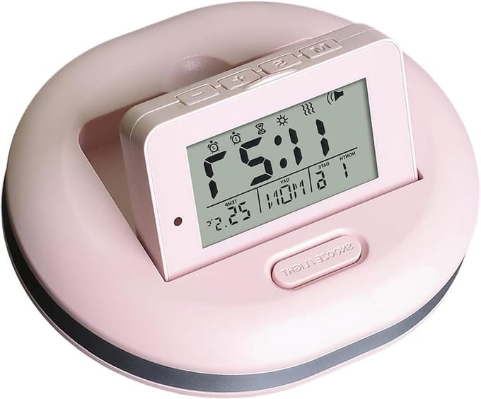 Digitale Wekker - Bedshaker Wekker - Rustig Wakker Worden - Trilfunctie - 10 x 8.5 cm - Roze