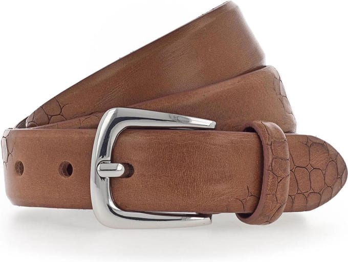 b.belt Leren riem Charlisa Silver Belt W100 Mid Brown bruine