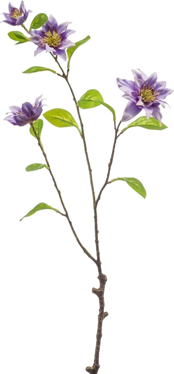 Emerald - Kunstbloem Clematis 75cm paars - Kunstplant voor binnen