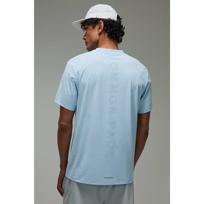 Common Pace Running Perforated Regular Fit T-Shirt | Light Blue | Size Small