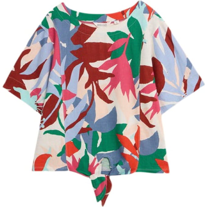 White Stuff Sara Tie Hem Top White Printed Taglia: 20 | Maglie Sportivi Outlet | Donna | Bianco