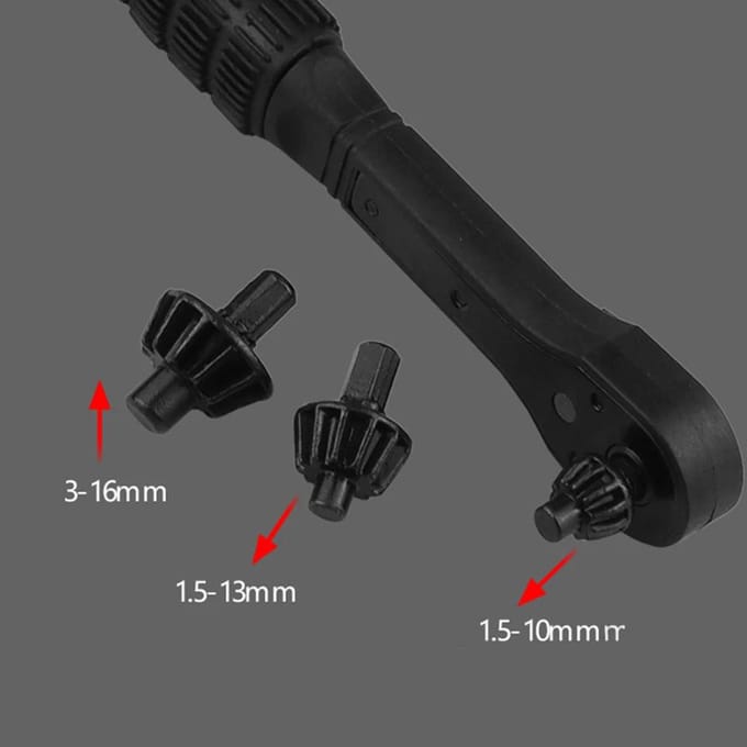 1 clé à mandrin spéciale pour perceuse électrique, clé à cliquet à démontage rapide, clé à trois mâchoires, accessoire de perceuse à pistolet noir