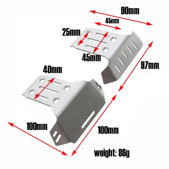 Roestvrijstalen voor- en achterchassispantserbeschermer Vervanging voor Traxxas Sledge 1/8 afstandsbediening zilver