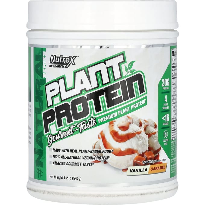 Nutrex Research, Natural Series, Plantaardig Eiwit, Vanille Karamel, 1,2 lb (540 gr)
