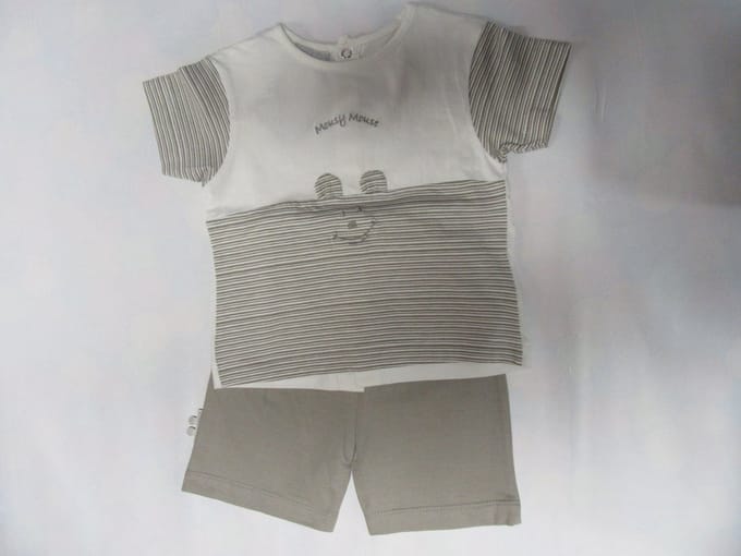 Wiplala - Zomer pyjama  - Pakje wit bruin - Mousy mouse   -  74 - 9 maand
