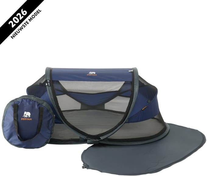Deryan Baby Luxe Campingbedje - Reisbedje Baby met Matras - Navy