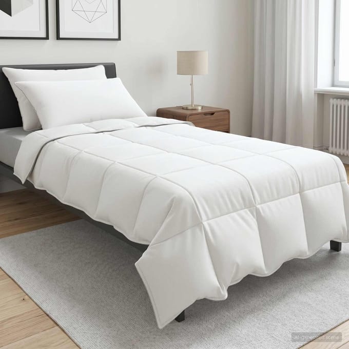 vidaXL - Deken - Set - met - kussen - Wit - 155 - x - 220 - cm - Polyester, - Bamboe