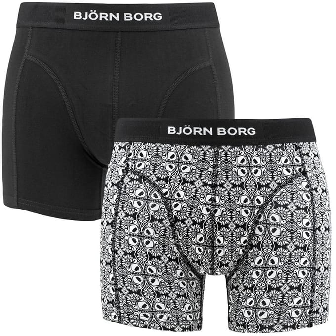 Björn Borg heren premium cotton stretch 2P boxers flowers wit & zwart