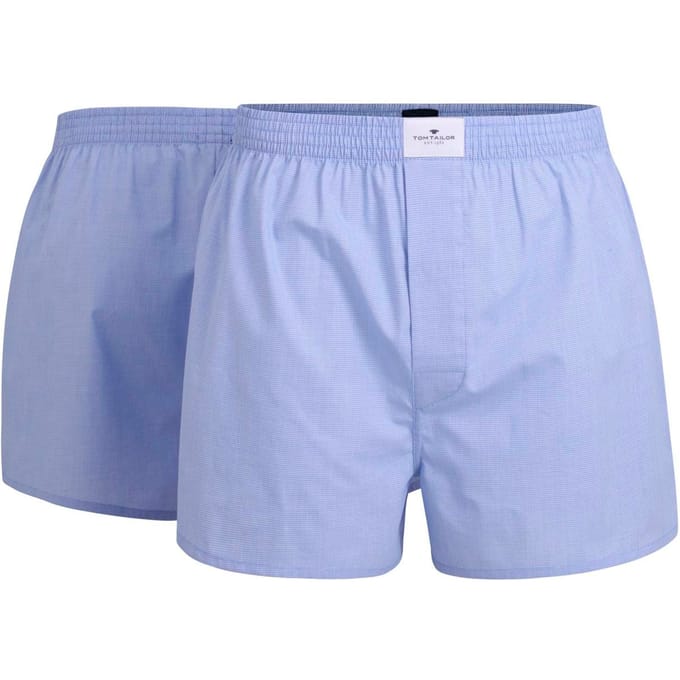 Tom Tailor - Katoenen boxershorts in een set van 2 - Maat L/6 - blue-light-check