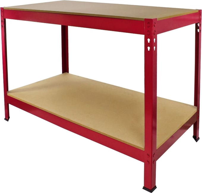 Q-rax werkbank - rood - 100 cm breed - 200kg draagkracht per plank