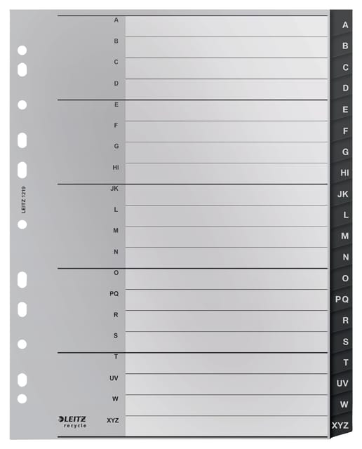 Leitz Recycle Tabbladen PP A4 - Extra Breed - Met 20 A t/m Z Tabs - Zwart