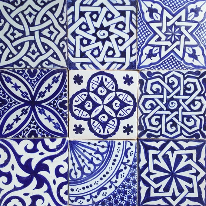 Wandtegels – Handgeschilderd keramiek – Set van 9 – 10×10 cm – Mediterrane stijl