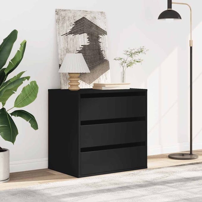 vidaXL - Ladekast - 60x41x58 - cm - bewerkt - hout - zwart